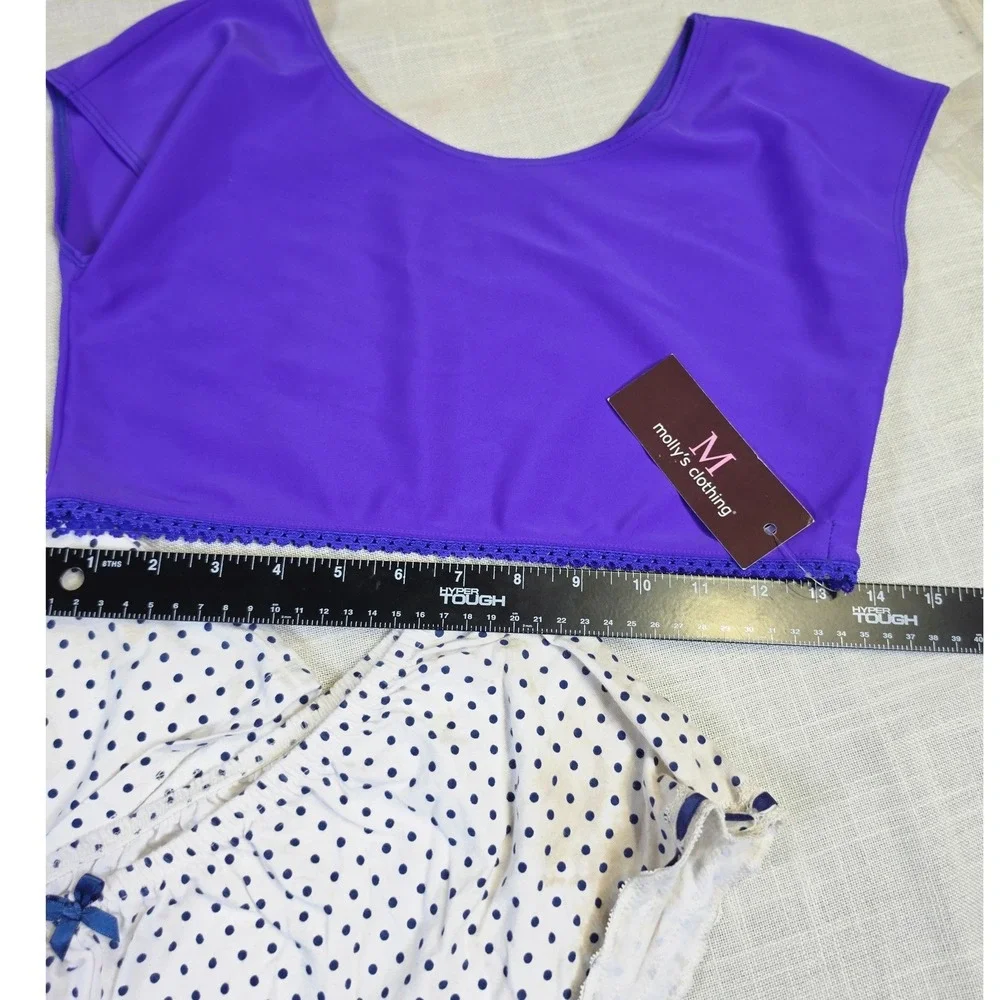 Frankies Bikinis Pink Polka Dot Pajama Set & NWT Mollys Clothing Purple Crop L